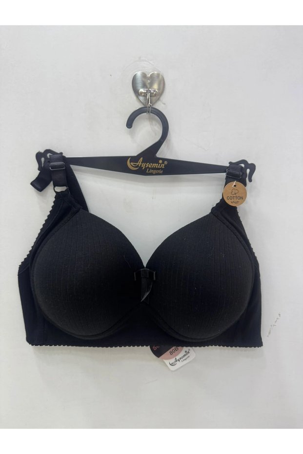 Women's B Cup Cotton Fabric Ribbed Gathering Bra