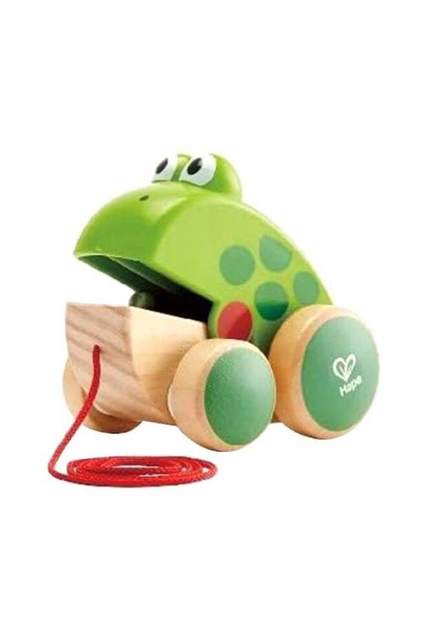 Frog Pull-Along | Wooden Frog Fly Eating Pull Toddler Toy, Wooden Toys For Walking Toddlers, Intera