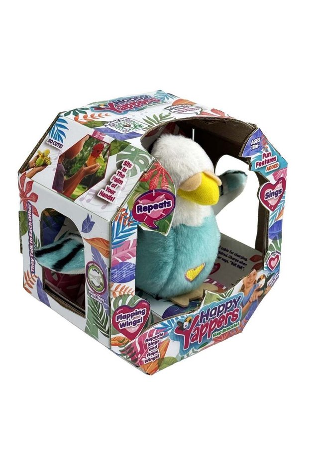 Happy Yappers Parrot Interactive Plush Bird Toy (Turquoise)