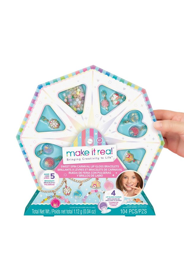 Make It Real Sweet Spin Carnival Lip Gloss Bracelets DIY Kit (104 Pieces)