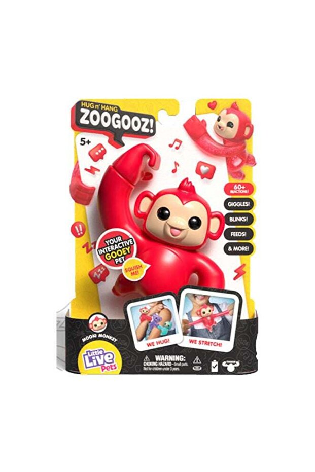 Little Live Pets Hug n' Hang Zoogooz Mooki Monkey Interactive Electronic Squishy Stretchy Toy Pet w