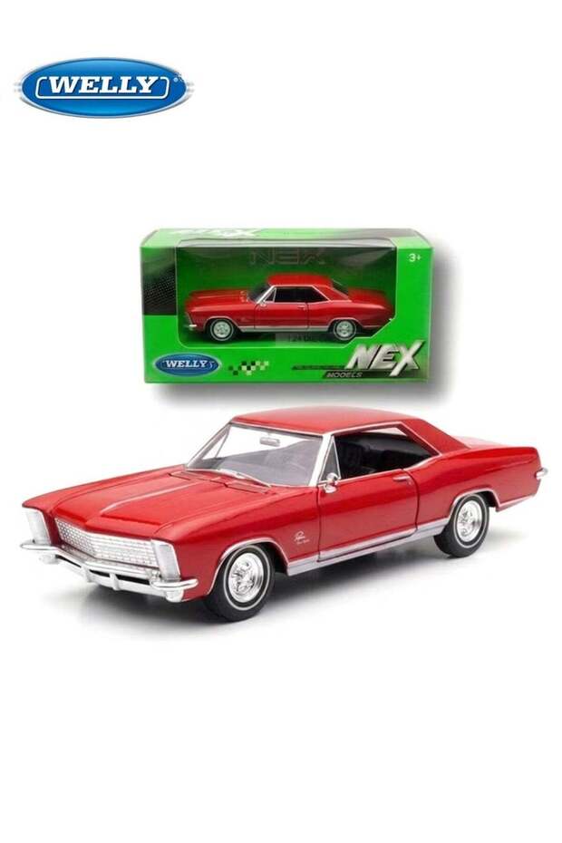 Welly 1:24 Scale -Classic Buick Riviera 1965 Die-Cast Model Car 1:24 Scale – Red – Die-Cast Toy Car
