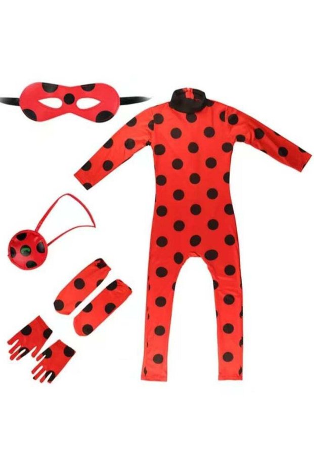 Ladybug Marinette Dupain-Cheng Miraculous Cosplay Costume Full Bodysuit Set with Mask and Accessori