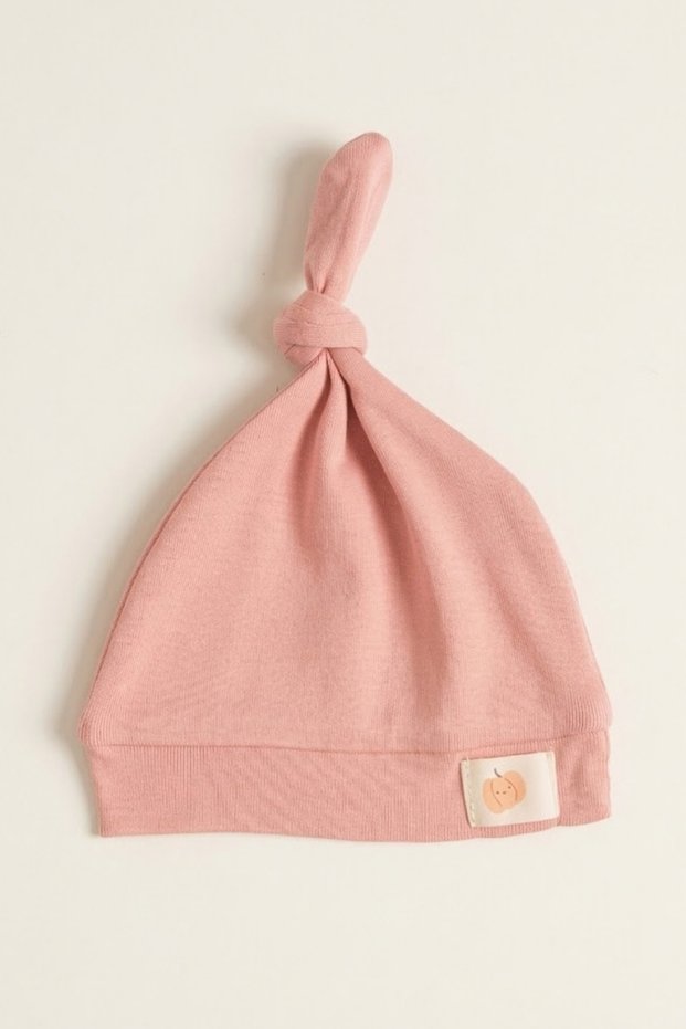 Unisex Baby Pumpkin Arma Detailed 0-6 Months 100% Cotton Interlock Knotted Beanie