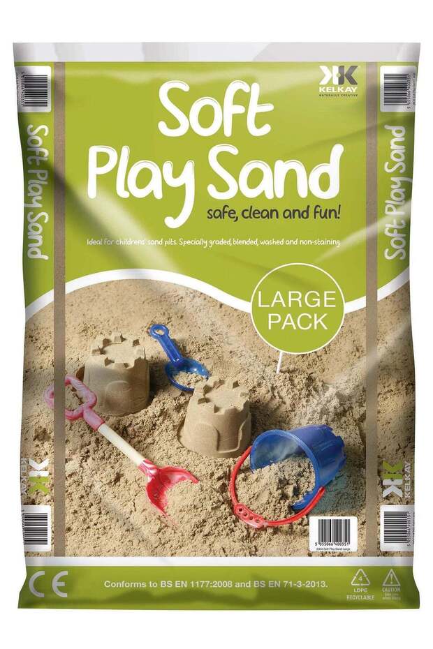 Kelkay Soft Play Sand Large Pack 20kg, Premium Washed Children's Play Sand for Sand Pits, Sandboxes