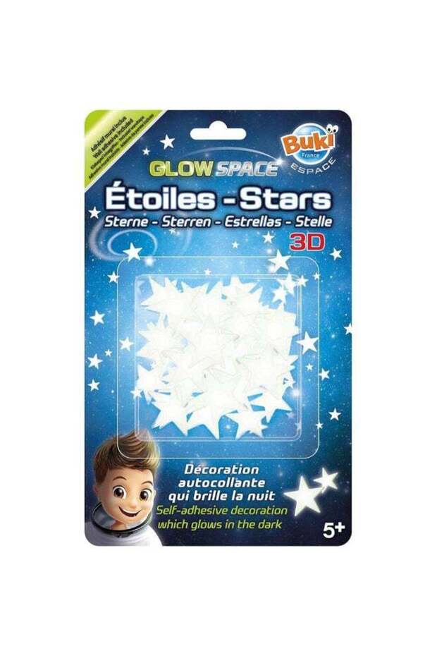 Buki Glow Space 3D Glow-in-the-Dark Self-Adhesive Stars Set (50 Pieces)