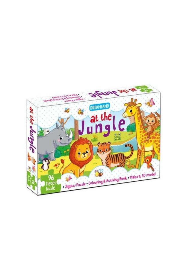 At the Jungle Jigsaw Puzzle for Kids – 96 Pcs | With Colouring & Activity Book and 3D Model