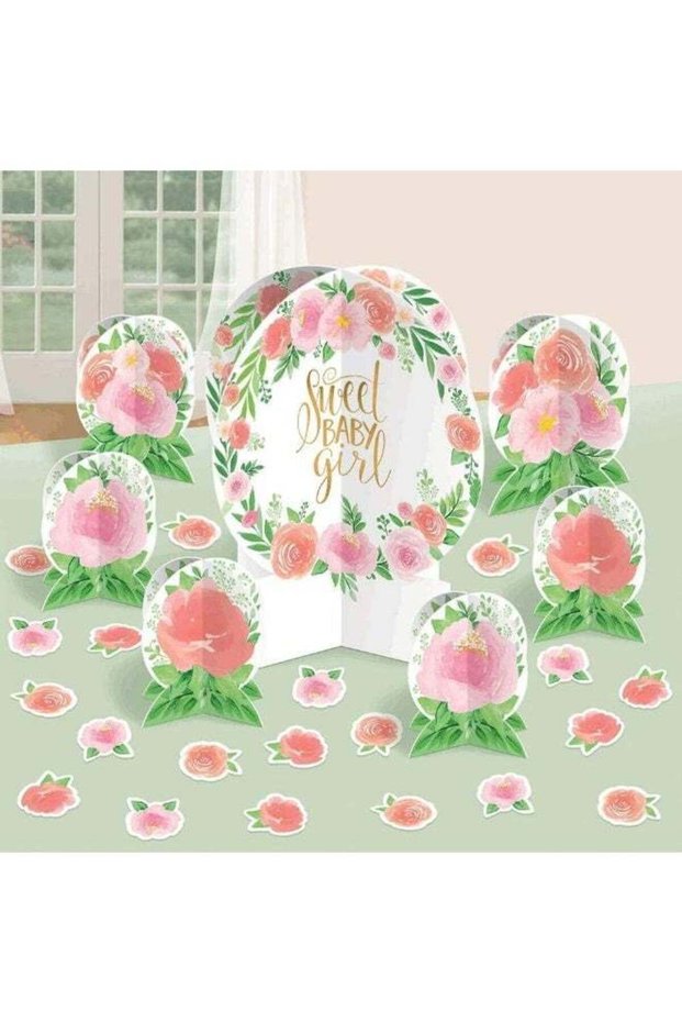 Baby Shower - Floral Baby Girl Table Decorating Kit
