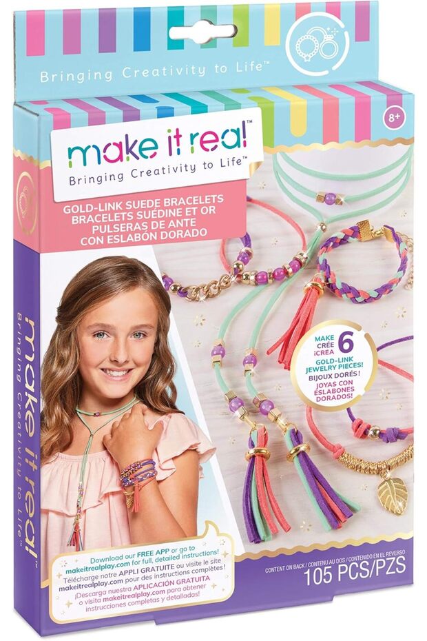 Gold Link Suede Bracelet Making Kit – DIY Fashion Jewelry Set