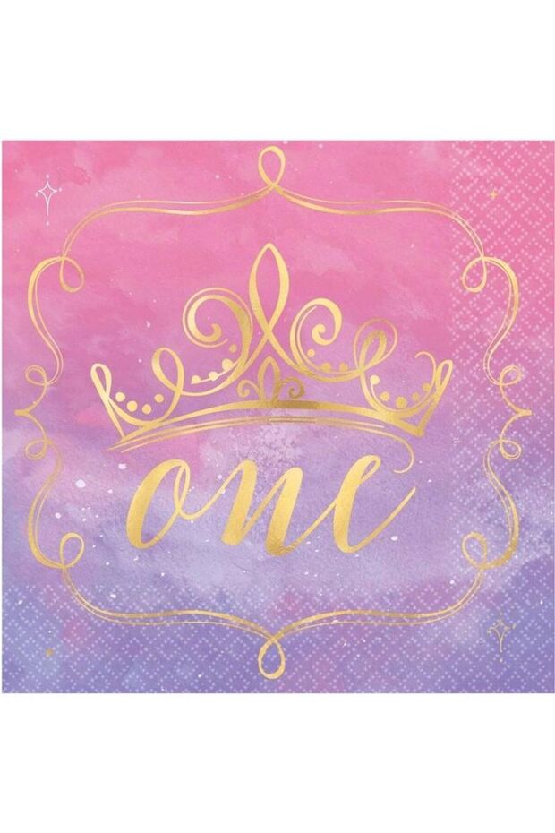 16-Piece First Birthday Lunch Napkins - Princess Tableware Party Supplies