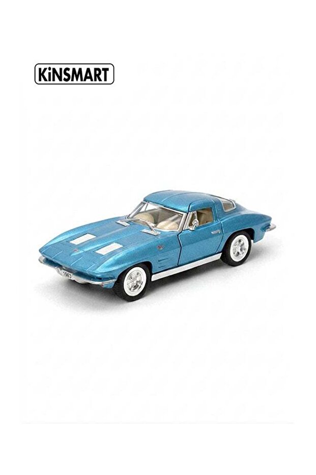 Kinsmart 1:36 1963 Corvette Sting Ray Die-Cast Model Car (Blue) – Pull Back Toy for Kids & Collecto