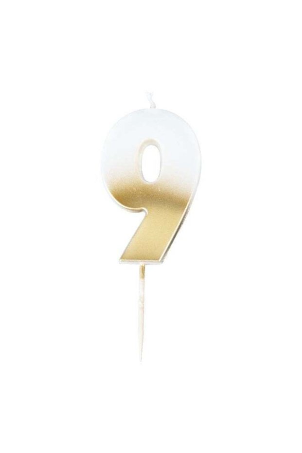 Gold Ombre 9 Number Candle