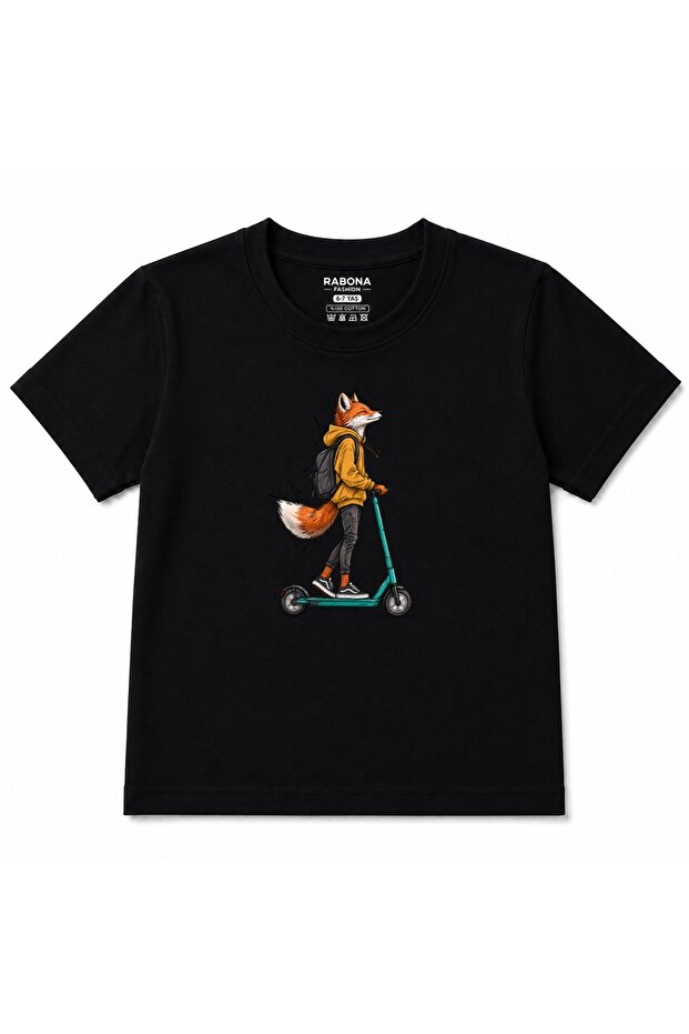 Urban Fox Scooter Adventure Graphic Kids T-Shirt