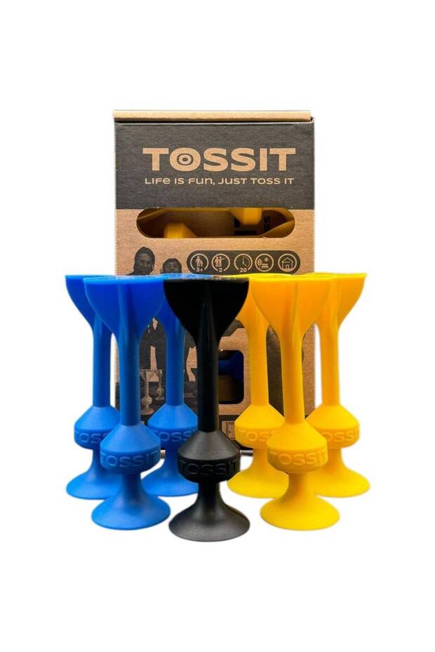 TOSSIT The Ultimate Dart Game Starter Pack (7 Pieces, Yellow/Blue)
