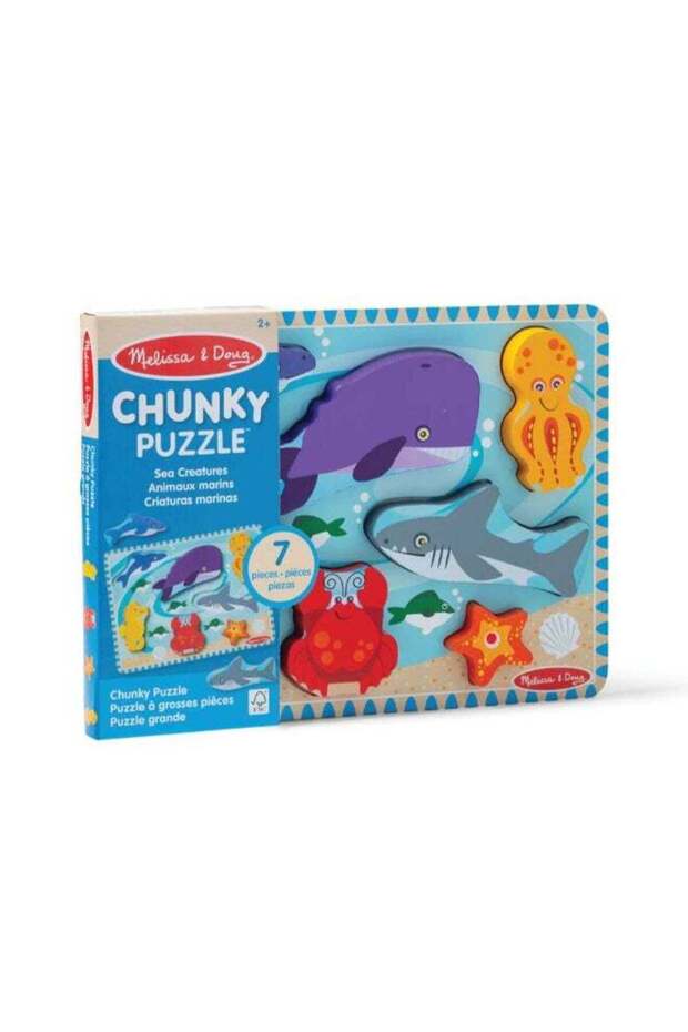Melissa & Doug Sea Creatures Wooden Chunky Puzzle (7 Pieces)