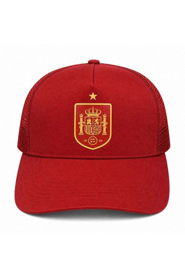 Spain Team Cap with Long Brim, Mesh Back, Adjustable Snapback