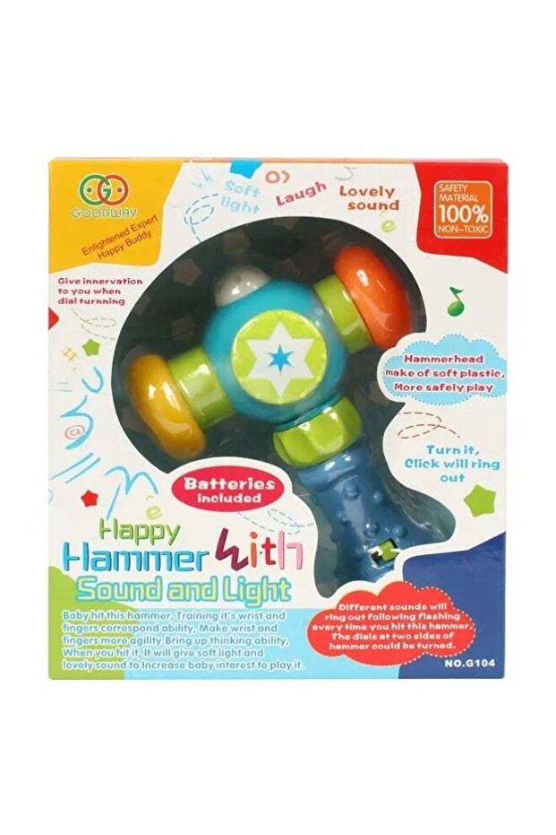 Baby Musical Hammer Toy with Light & Sound | Soft Head Rattle Hammer for Toddlers 10M+ | Colorful B