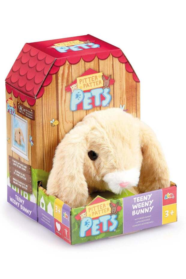 Pitter Patter Teeny Weeny Bunny, Battery Operated | with Snuffling Sound Effects! | Soft Toy | In