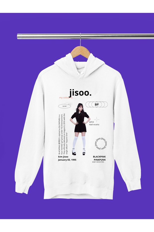 Jisoo from Blackpink K-Pop Printed 3 Yarn Quality Soft Texture Hooded Children's Sweatshirt