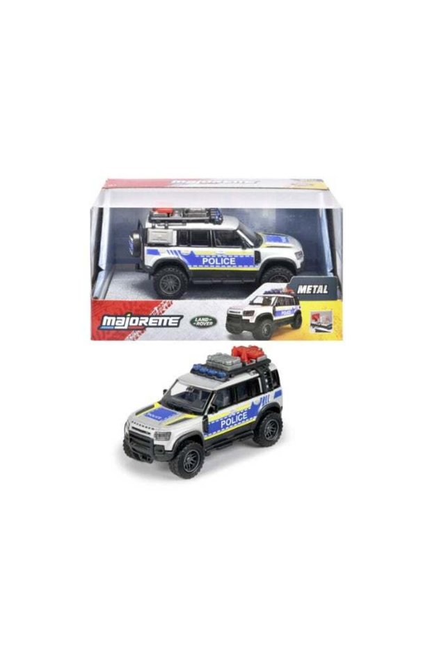 Majorette Land Rover Defender 90 Police, Officially Licensed Diecast Police Car, 12.5 cm Metal Toy