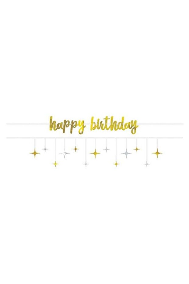 2-Piece Gold And Silver Happy Birthday Banner Birthday Decoration Party Supplies