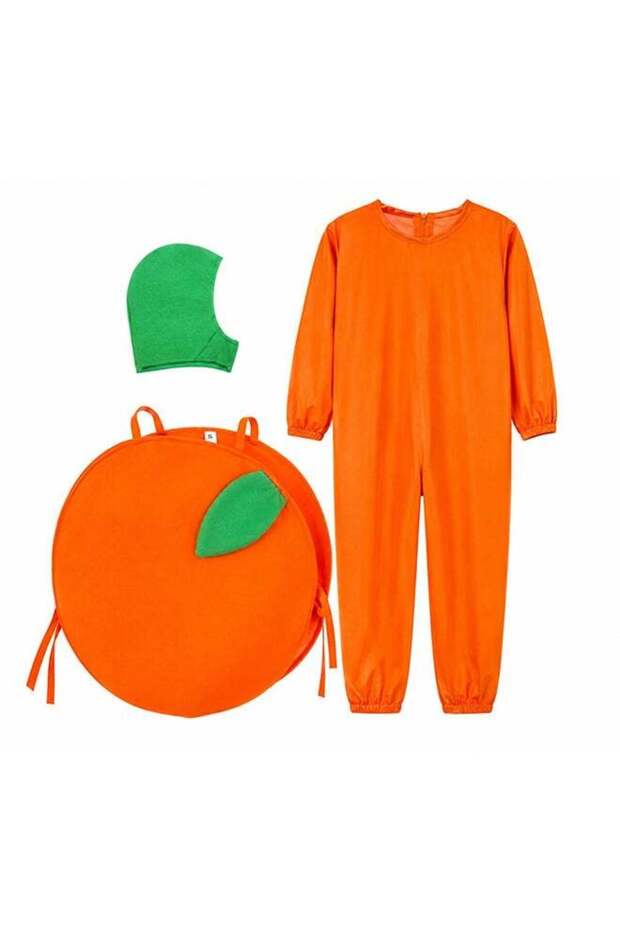 Kids Orange Fruit Costume Set – Food Theme Fancy Dress Outfit for Boys & Girls of age 8 to 9 years