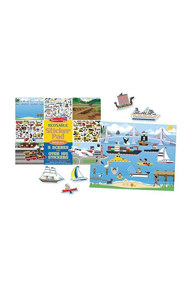 Reusable Sticker Pad Vehicles – Over 165 Reusable Cling-Style Stickers with Five Fold-Out Scenes (A