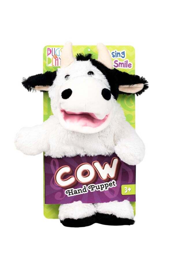 Pugs At Play Puppet Cow 14-Inches, Battery Operated | Interactive Plush Toy