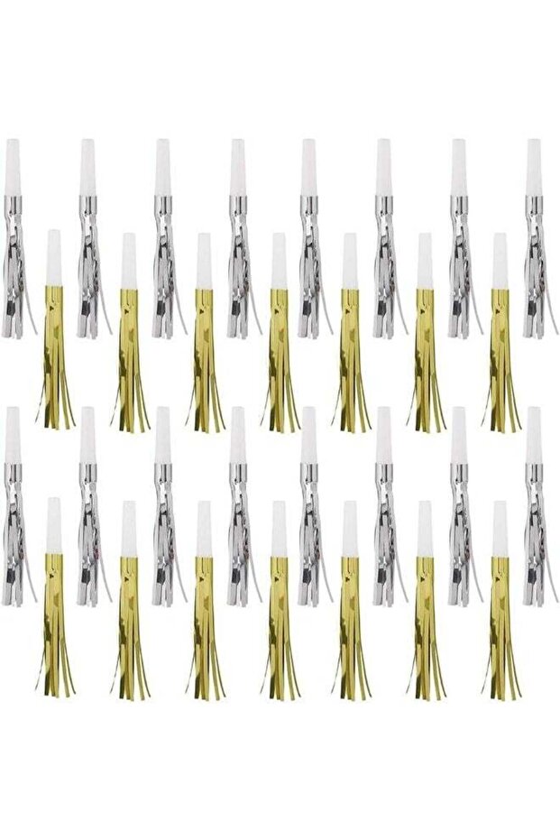 Amscan Vibrant Birthday Accessories Silver & Gold Foil Squawkers - 7" (Pack of 30) - Festive Noisem