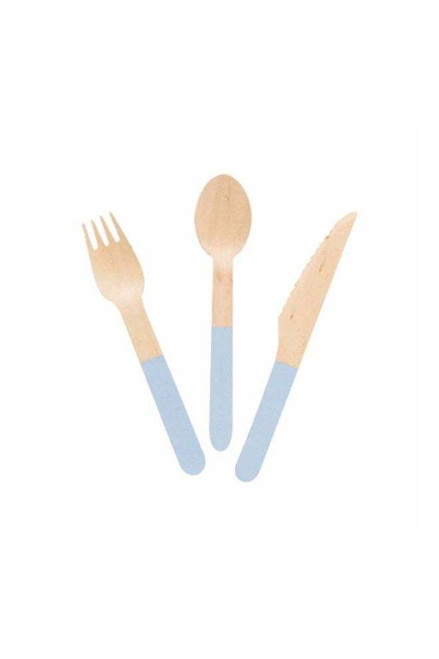 Soft Blue Wooden Cutlery Set