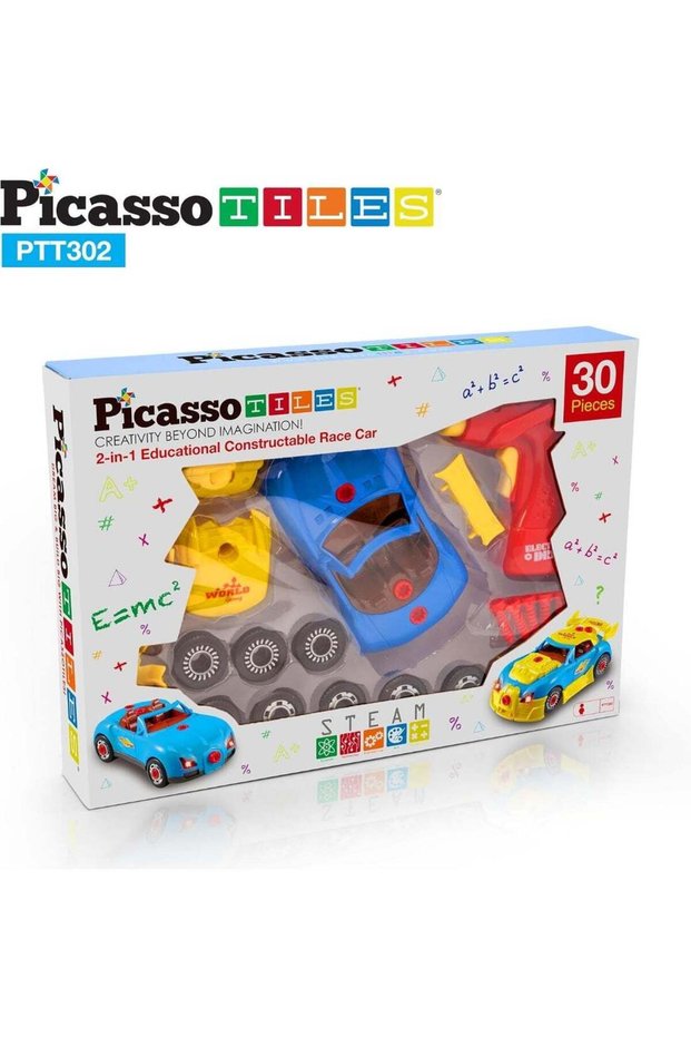 Picasso Magnetic Led Race Car Educational Constructable Kit 30-pieces