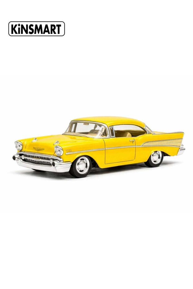 Kinsmart 1:40 Chevy Bel Air 1957 (Yellow) – Pull Back Toy Car for Kids & Children