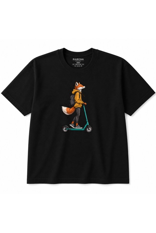 Urban Fox Scooter Adventure Graphic T-Shirt