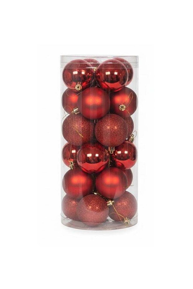 6CM 24PCS Christmas Balls – Red