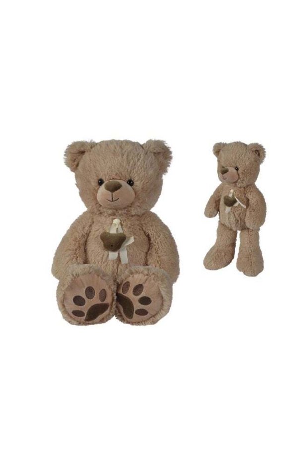 Nicotoy Plush Bear Beige Ribbon Head Bear, 55 cm, Soft Teddy Bear Stuffed Animal, Beige Cuddly Plus