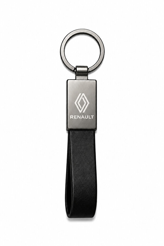 Car Keychain with Logo Shiny Metal & Leather – Double-Sided Logo, Premium Stylish Design, 12 X 2 cm Size, Car Accessory