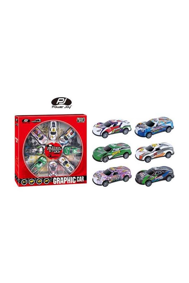 Power Joy Vroom Pullback Graphic Car 8 Pcs – Vehicle Playset Toy for Kids Ages 3+