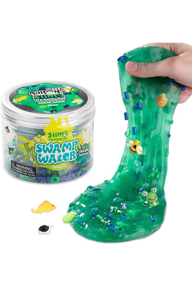 Crazy Aaron’s Slime Charmers - Swamp Water, Raspberry Scented Slime with Charms, Non-Toxic, Super S