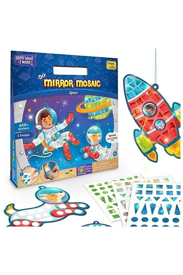Mirror Mosaic Space for Kids 3+ Years | 450+ Stickers DIY Foil Sticker Art & Craft Kit | Travel-Fri