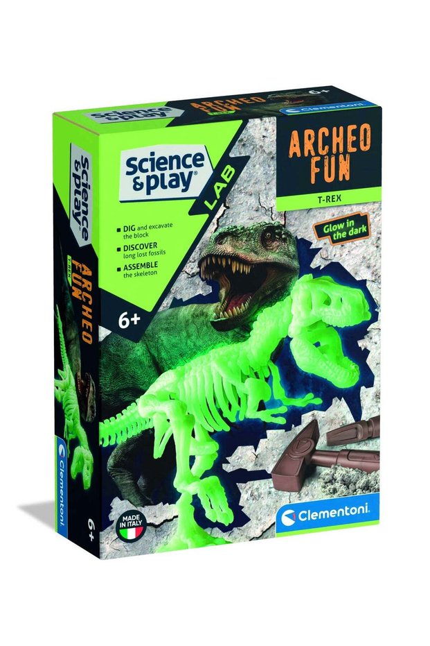 Clementoni Archeofun T-Rex | Dig, Discover and Assemble the Skeleton | Glow in the dark Dinosaur |