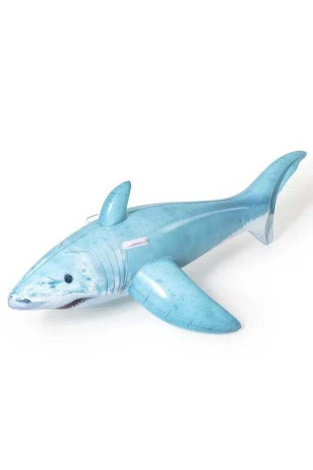 Bestway Realistic Shark Ride-On Inflatable Pool Float, 6 ft x 40 in (1.83 m x 1.02 m), Large Shark
