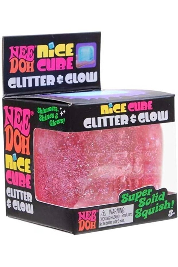 NeeDoh Nice Cube Glitter and Glow-PINK