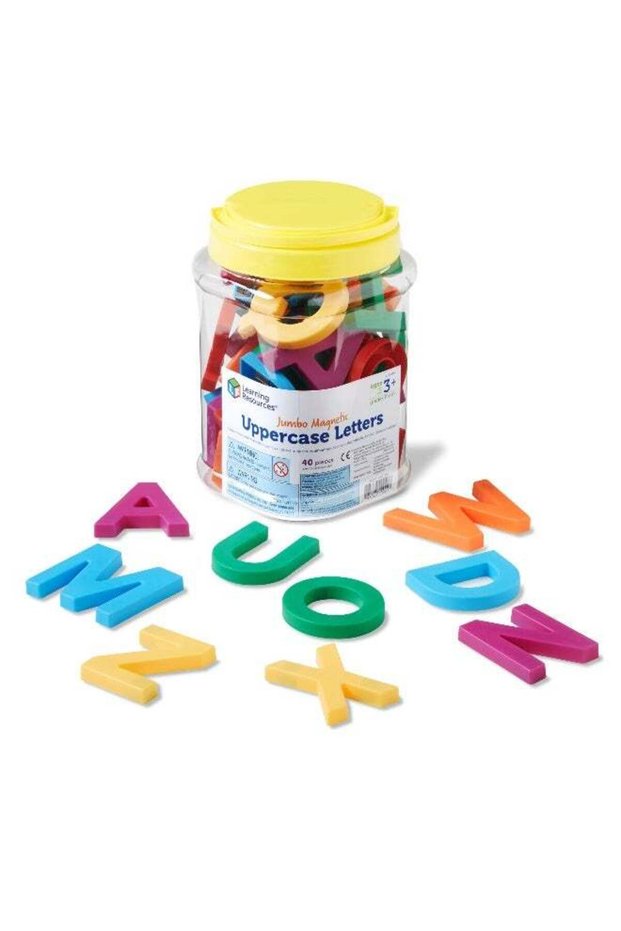 Jumbo Uppercase Magnetic Letters (40-Piece Set, 6Cm, Multi-Color, Ages 3+)