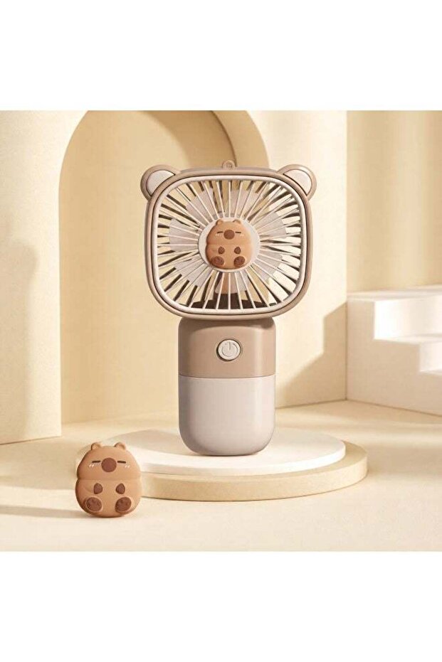 Guinea Pig Bear Ear Square Mesh Handheld Fan, Portable Mini Cooling Fan for Kids