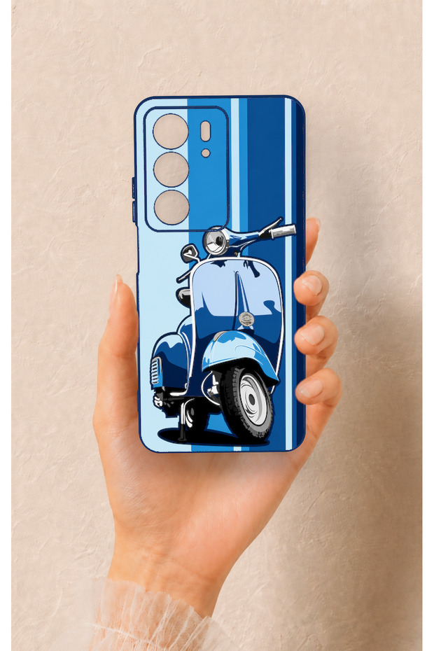 حافظة سيليكون متوافقة مع Realme C75 بنمط السكوتر الأزرق