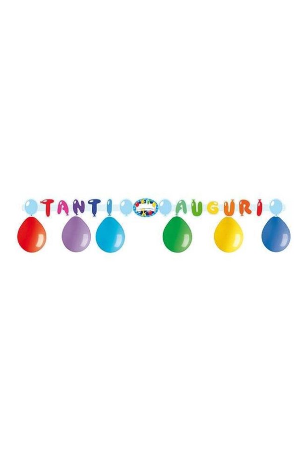 Ciao “Tanti Auguri” Birthday Garland Kit – 2.5m Happy Birthday Banner with 6 Colorful Balloons for