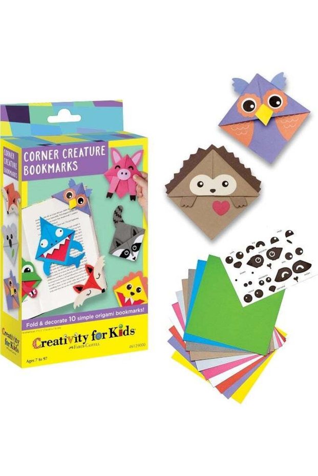 Corner Creature Bookmarks - Fold & Decorate 10 Origami Bookmarks, Arts and Crafts for Kids, Small G