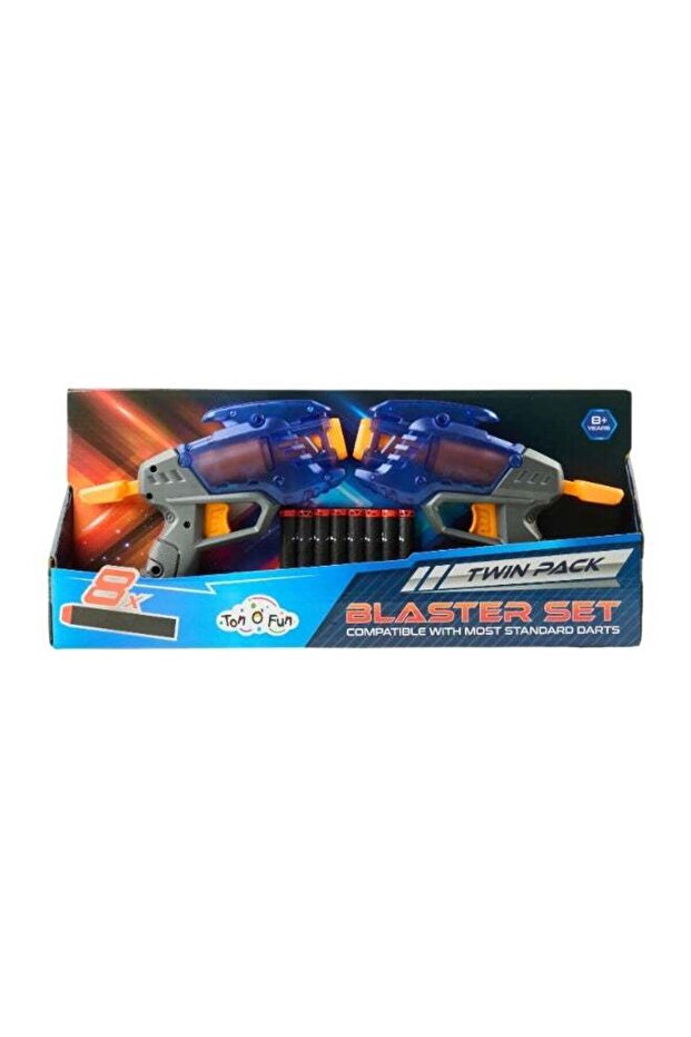 Ton O' Fun Twin Pack Foam Dart Blaster Set – Blue & Gray Toy Blasters for Kids