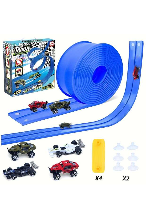 2026 New Flexible Race Track For Kids 3 Plus Flex Tracks 15 Ft Fun Set Portable DIY Flexible Car Tr