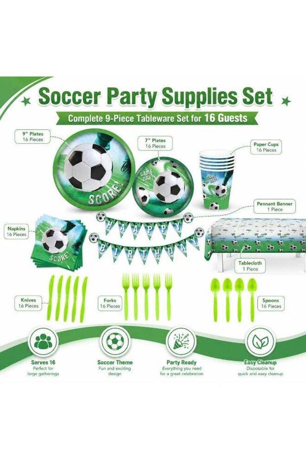82 PCS Soccer Birthday Party Supplies Kit for Kids – Football Theme Party Decorations Set with Plat